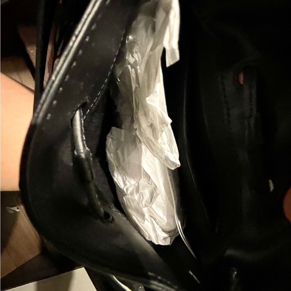 New Black Zara Fringed Leather Bucket Bag Metallic Stud Detail Limited Edition - Picture 6 of 7